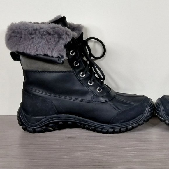 UGG Adirondack II Waterproof Boot, Black Leather, Womens Size 8.5 US / 39.5 - Picture 6 of 16